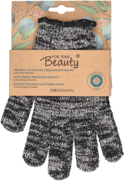 FOR YOUR BEAUTY,rękawica do masażu z węglem aktywnym,przód