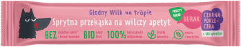 GŁODNY WILK NA TROPIE,przekąska owocowo-warzywna, burak, porzeczka i spirulina,przód