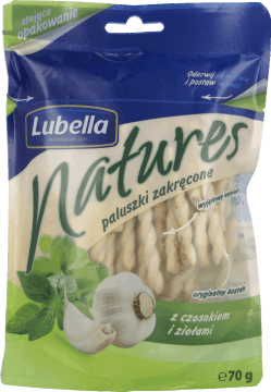 LUBELLA,paluszki z czosnkiem i z ziołami,przód