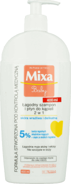 MIXA,szampon i płyn do kąpieli dla dzieci, 2w1, skóra wrażliwa i delikatna,przód