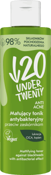 UNDER TWENTY,tonik do twarzy matujący, antybakteryjny,przód