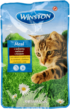 WINSTON,karma pełnoporcjowa mokra dla dorosłych kotów z wołowiną i kurczakiem w galarecie,przód