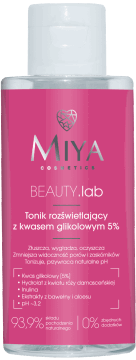 MIYA COSMETICS,tonik do twarzy rozświetlający, z kwasem glikolowym 5%,przód