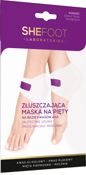 SHEFOOT,maska na pięty złuszczająca, na bazie kwasów AHA,przód