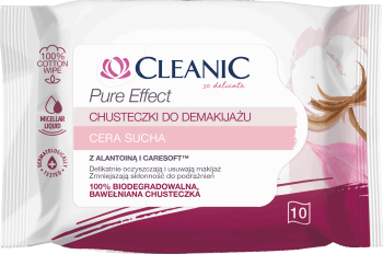 CLEANIC,chusteczki do demakijażu do cery suchej,przód