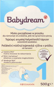 BABYDREAM,mleko początkowe w proszku od urodzenia, 1,przód