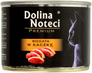 DOLINA NOTECI,karma pełnoporcjowa mokra dla dorosłych kotów Bogata w kaczkę,przód