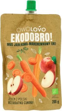 OWOLOVO,mus jabłkowo-marchewkowy eko,przód