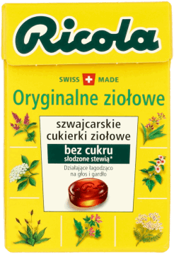 RICOLA,szwajcarskie cukierki ziołowe,przód