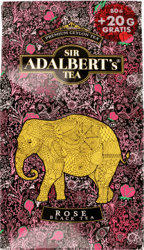 SIR ADALBERT'S TEA,herbata czarna liściasta z pąkami róży,przód