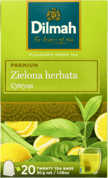 DILMAH,zielona herbata z aromatem cytryny,przód