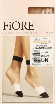 FIORE,skarpetki damskie, black/white/poudre, 15 DEN,przód