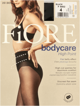 FIORE,rajstopy bikini, korygujące linię brzucha, 20 DEN, Black, rozm. 4,przód