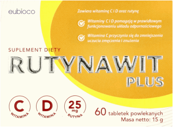 RUTYNAWIT PLUS,suplement diety wspomagający odporność z witaminą C i D oraz rutyną,przód