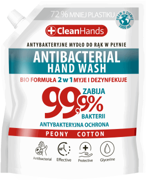 CLEANHANDS,mydło antybakteryjne do rąk, Peony&Cotton,przód