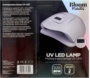 BLOOM NAILS,Lampa UV LED 80W,tył