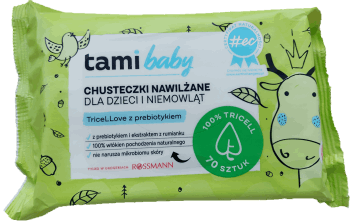 TAMI,chusteczki nawilżane z prebiotykiem i ekstraktem z rumianku,przód