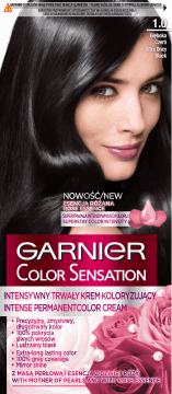 GARNIER COLOR SENSATION,krem koloryzujący do włosów nr 1.0 Głęboka Onyksowa Czerń,przód