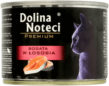 DOLINA NOTECI,karma pełnoporcjowa mokra dla dorosłych kotów Bogata w łososia,przód