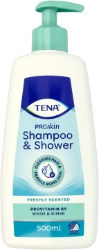 TENA,żel pod prysznic i szampon do włosów dla osób starszych, 2w1,przód