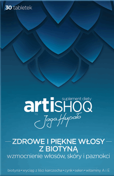 ARTISHOQ,tabletki Zdrowe i piękne włosy z biotyną, suplement diety,przód