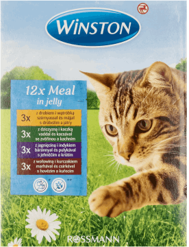 WINSTON,karma pełnoporcjowa mokra dla dorosłych kotów posiłki w galaretce,przód