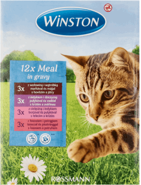 WINSTON,karma pełnoporcjowa, mokra dla dorosłych kotów, posiłki w sosie,przód