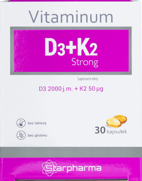 STARPHARMA,kapsułki Witamina D3+K2 Strong, suplement diety,przód