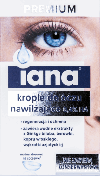 IANA,krople do oczu nawilżające 0,4% HA,przód