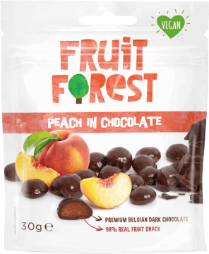 FRUIT FOREST,owocożelki z brzoskwinią w czekoladzie,przód