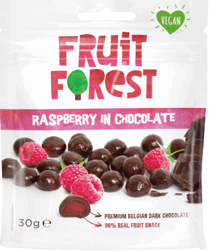 FRUIT FOREST,owocożelki z maliną i czekoladą,przód