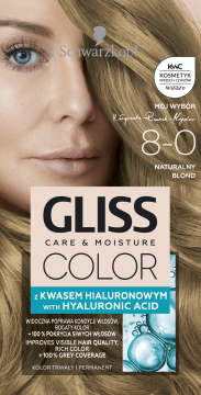 SCHWARZKOPF GLISS COLOR,farba do włosów trwała, nr 8-0 Naturalny Blond,przód