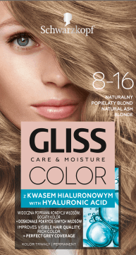 SCHWARZKOPF GLISS COLOR,farba do włosów trwała, nr 8-16 Naturalny Popielaty Blond,przód