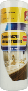 JAN NIEZBĘDNY,ściereczki uniwersalne na rolce białe, wym. 25×30 cm,przód