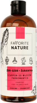 FAVORITE NATURE,szampon do włosów farbowanych, Żeń-Szeń + Żurawina,przód