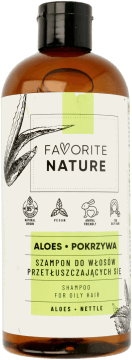 FAVORITE NATURE,szampon do włosów przetłuszczających, Aloes + Pokrzywa,przód