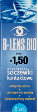 B-LENS,biokompatybilne, miesięczne soczewki kontaktowe, moc: -1,50,przód