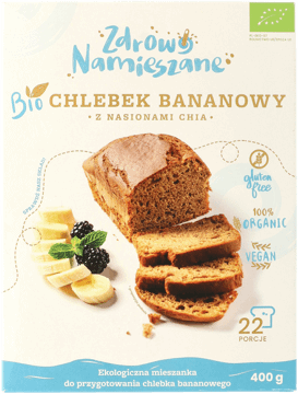 ZDROWO NAMIESZANE,chlebek bananowy z nasionami Chia,przód
