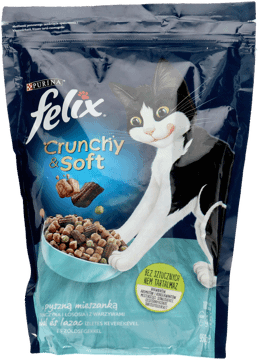 PURINA FELIX,karma pełnoporcjowa sucha dla dorosłych kotów, tuńczyk, łosoś i warzywa,przód