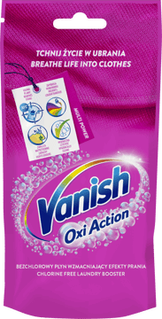 VANISH,odplamiacz w płynie pink do tkanin kolorowych i białych,przód