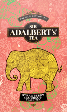 SIR ADALBERT'S TEA,herbata czarna liściasta o smaku truskawek i grawioli,przód