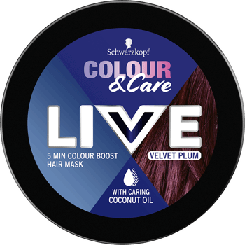 SCHWARZKOPF LIVE,5 minutowa koloryzacja i pielęgnująca maska do włosów, Velvet Plum,lewa