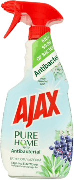 AJAX,płyn do czyszczenia i dezynfekcji powierzchni w łazienkach, szałwia i kwiat czarnego bzu,przód
