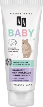 AA BABY,hipoalergiczny krem nawilżający do twarzy i ciała,przód