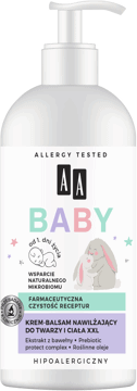 AA BABY,hipoalergiczny balsam nawilżający do twarzy i ciała,przód