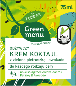 FARMONA GREEN MENU,odżywczy krem na dzień i na noc,przód