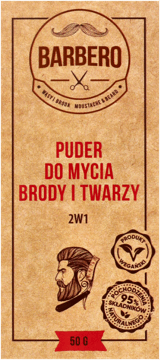 BARBERO,puder do mycia brody i twarzy 2w1,przód