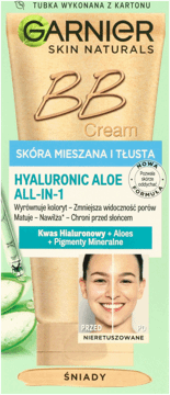 GARNIER,krem BB nawilżający, skóra mieszana i tłusta, Śniady,przód