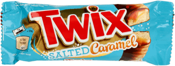 TWIX,baton oblany słonym karmelem i mleczną czekoladą,przód