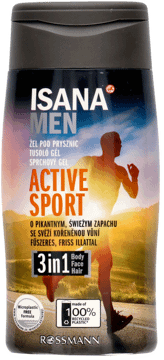 ISANA MEN,żel pod prysznic o intensywnie korzennym zapachu piżma 3w1,przód